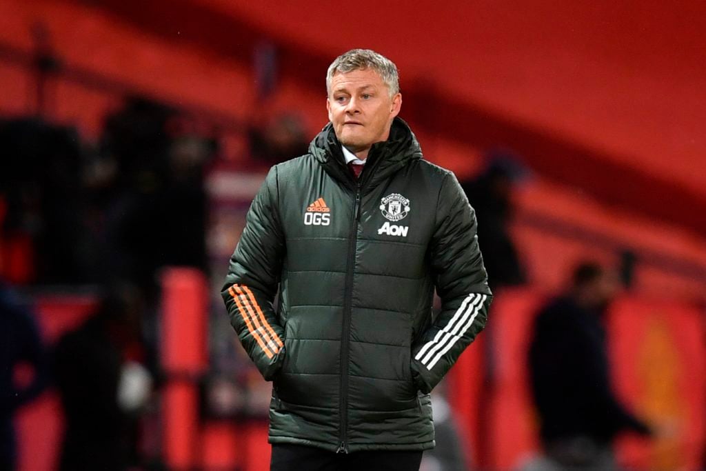 Ole Gunnar Solskjaer looking on during a Manchester United game