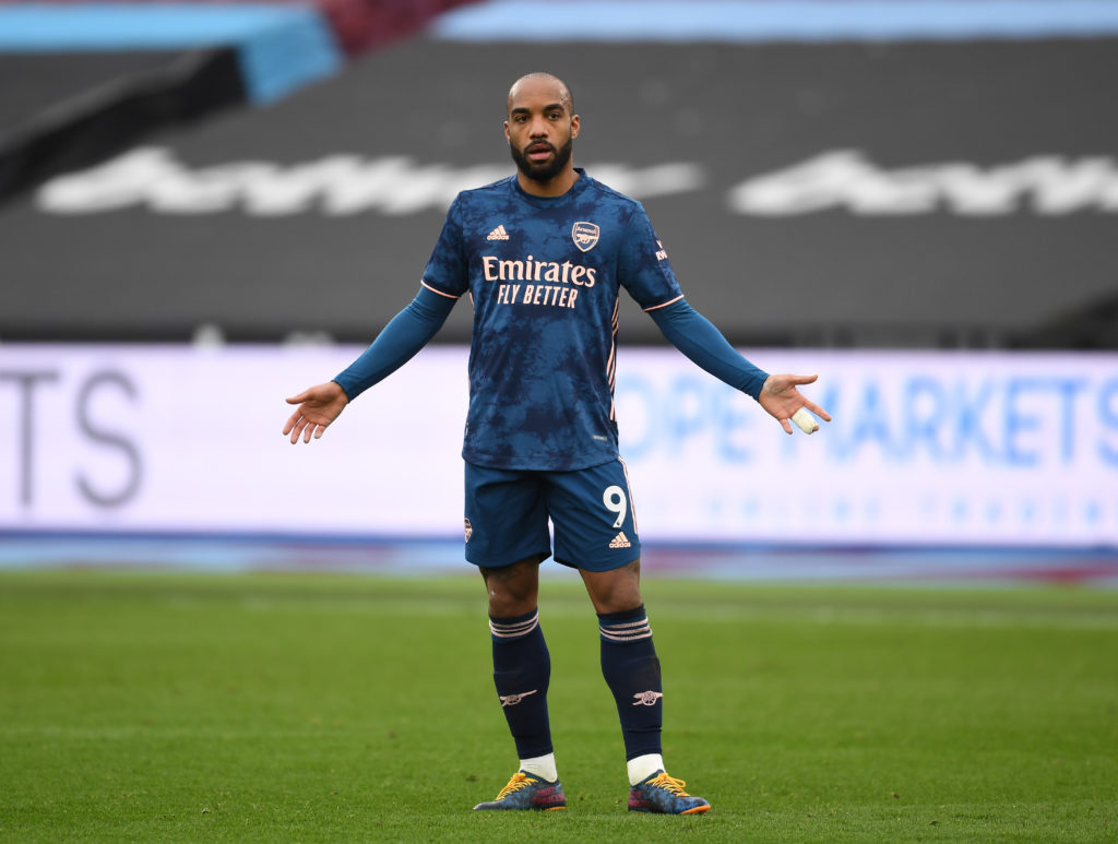 Alexandre Lacazette reacts during an Arsenal games