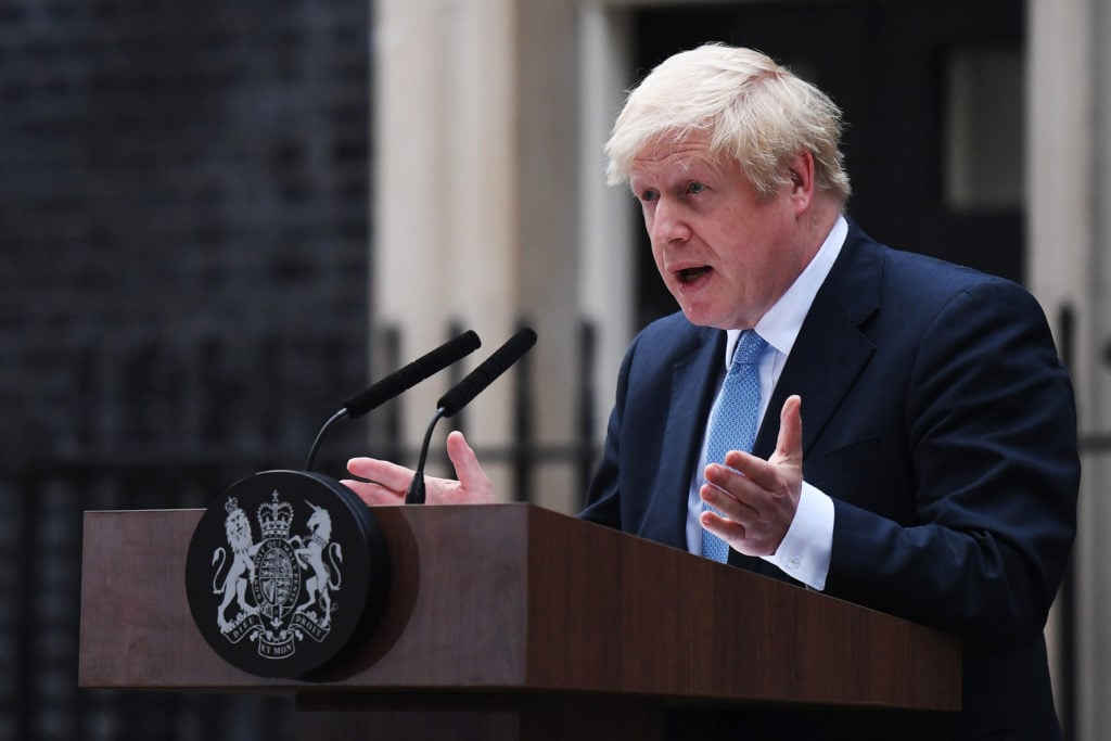 Prime Minister Boris Johnson Delivers Speech Outside 10 Downing Street