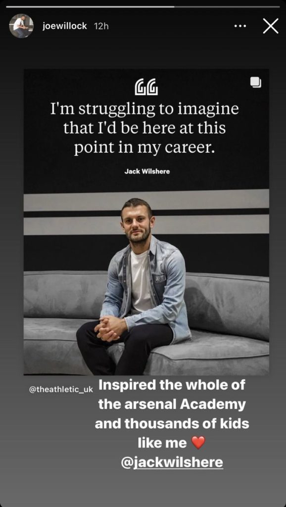 Bukayo Saka and Joe Willock send heartfelt messages to Jack Wilshere