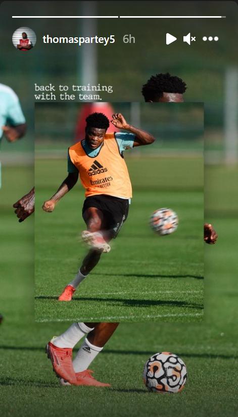 Arsenal star Thomas Partey shares injury update on Instagram