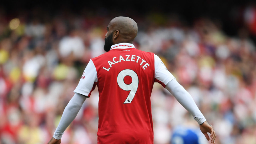 Alexandre Lacazette in action during Arsenal v Everton in the Premier League clash.