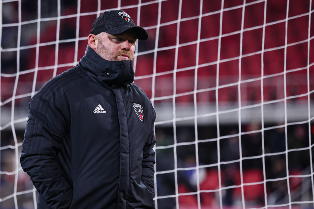 Head coach Wayne Rooney of DC United looks on after the first half of the MLS game against Toronto FC at Audi Field on February 25, 2023 in Washing...