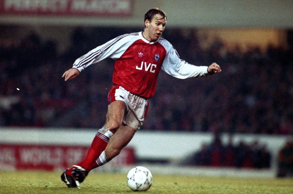 Arsenal academy product Paul Merson in action vs Sheffield United