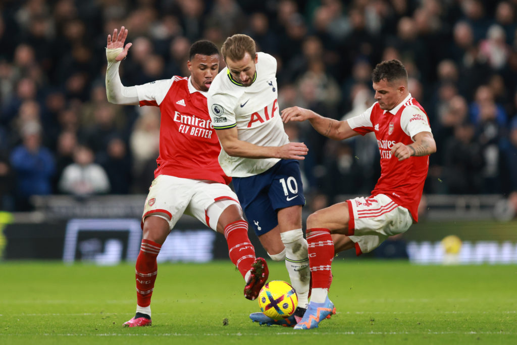 Bayern Munich striker Harry Kane in action for Tottenham Hotspur v Arsenal