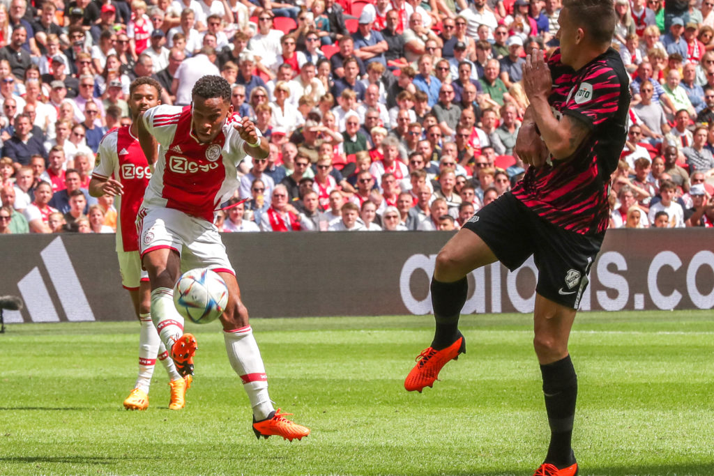 Arsenal defender Jurrien Timber in action for Ajax before summer transfer