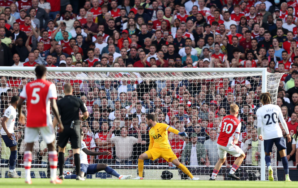 Arsenal midfielder Emile Smith Rowe scores vs Tottenham Hotspur in Premier League north London derby in September 2021