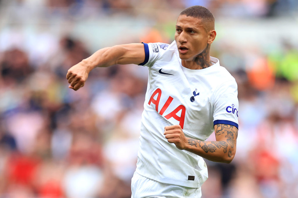 Tottenham Hotspur forward Richarlison celebrates after scoring vs Sheffield United in Premier League before facing Arsenal in north London derby