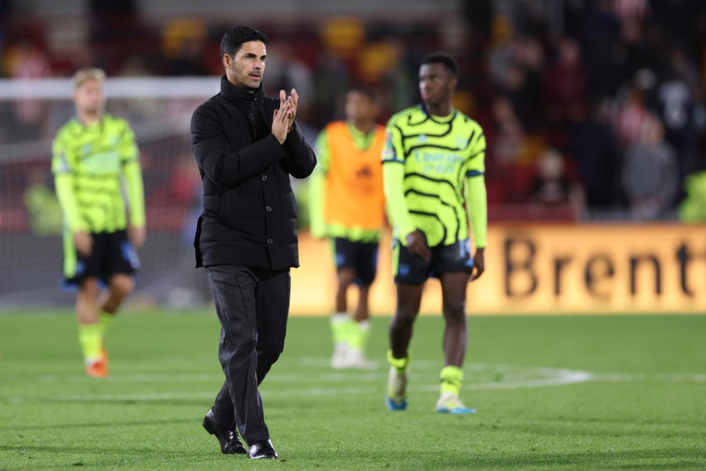 Arsenal manager Mikel Arteta reacts vs Brentford in Carabao Cup before Premier League trip to AFC Bournemouth