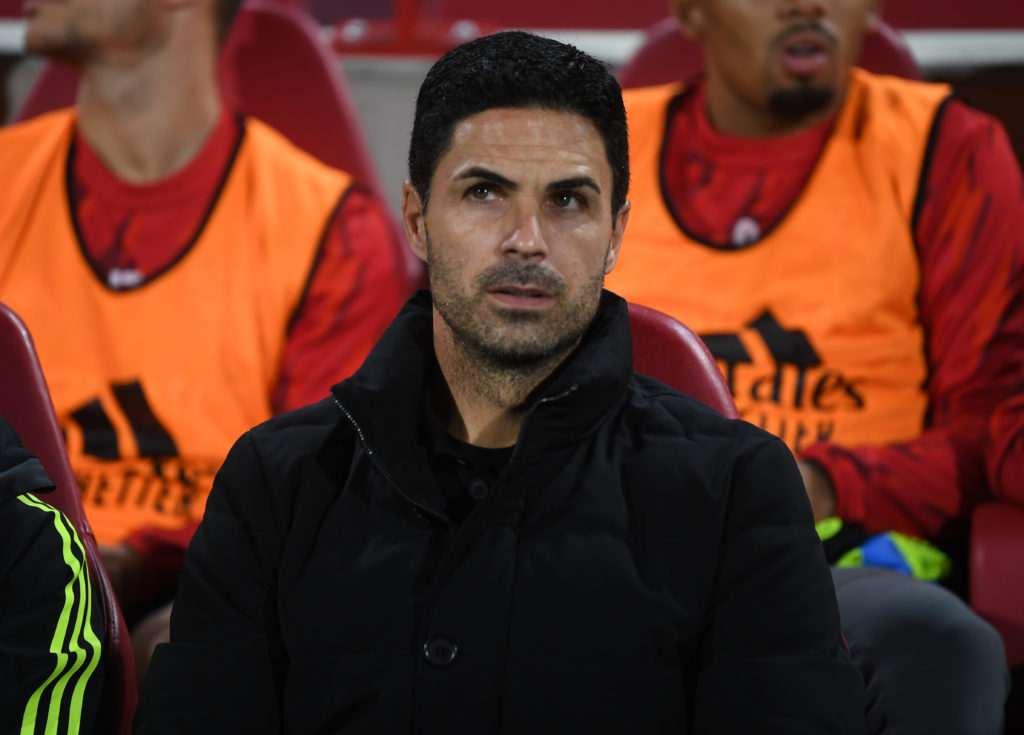 Arsenal manager Mikel Arteta reacts in Carabao Cup Third Round tie vs Brentford amid Smith Rowe claim