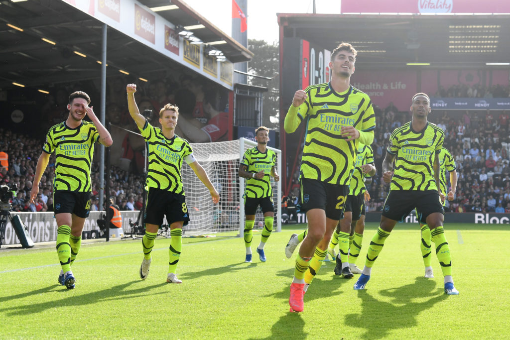 Arsenal celebrate first Kai Havertz goal vs AFC Bournemouth in Premier League as fans debut Shakira-inspired chant