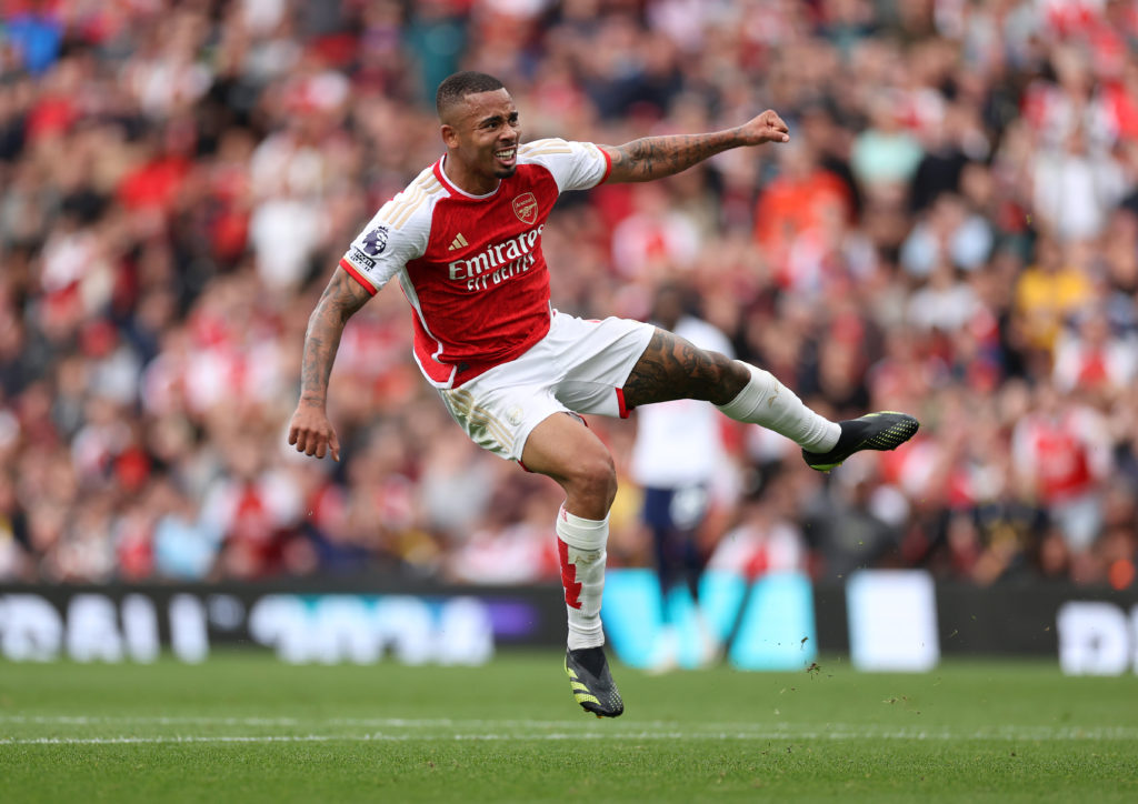 Arsenal striker Gabriel Jesus in action v Tottenham Hotspur in Premier League amid Alan Shearer criticism