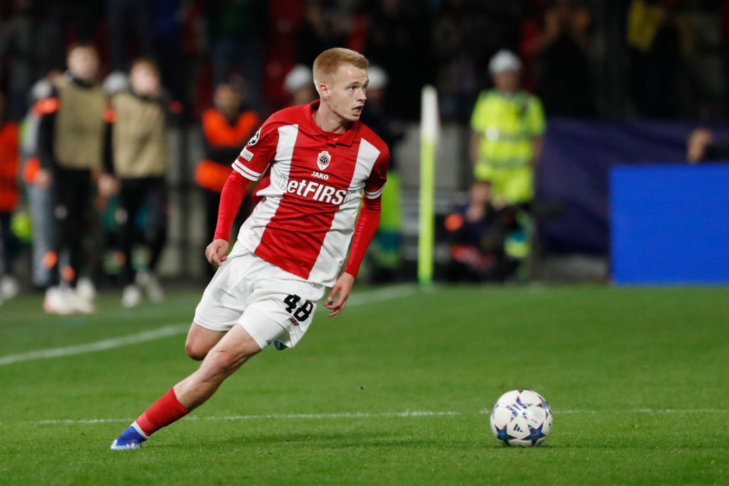 Royal Antwerp midfielder Arthur Vermeeren in action vs Shakhtar Donetsk amid transfer interest from Arsenal