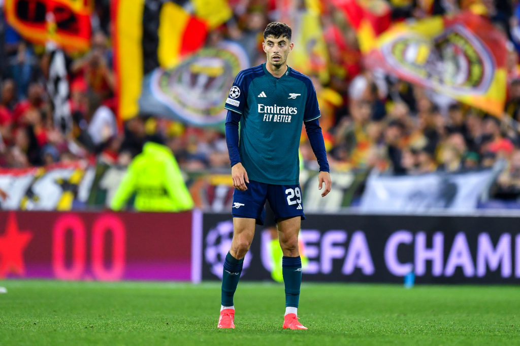 Arsenal midfielder Kai Havertz in Group B - UEFA Champions League 2023/24 action vs RC Lens amid Pep Guardiola verdict