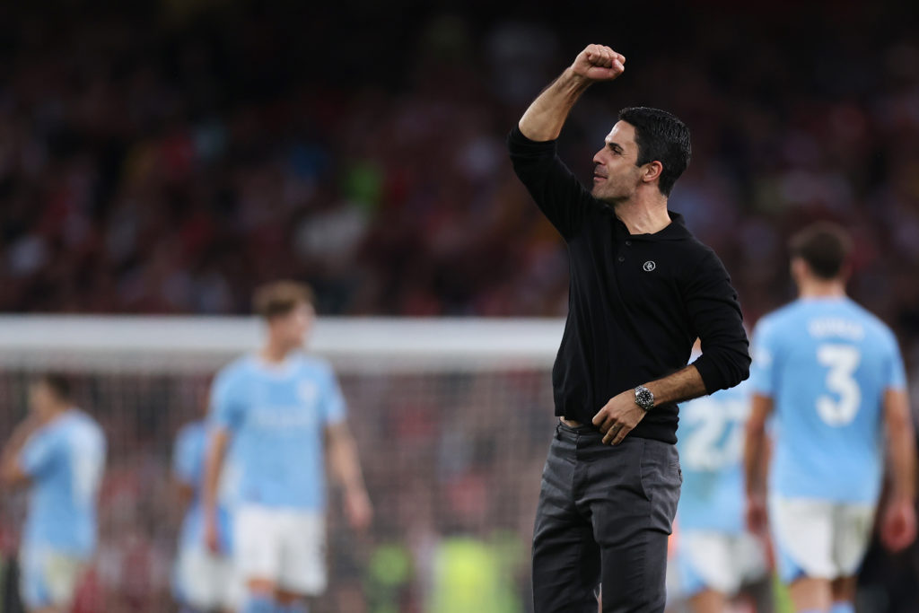 Arsenal manager Mikel Arteta celebrates v Manchester City amid Premier League title prediction