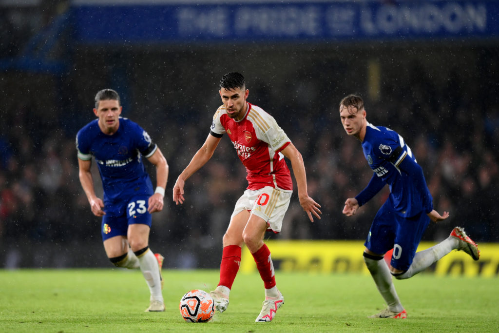 Arsenal midfielder Jorginho in action vs Chelsea in Premier League
