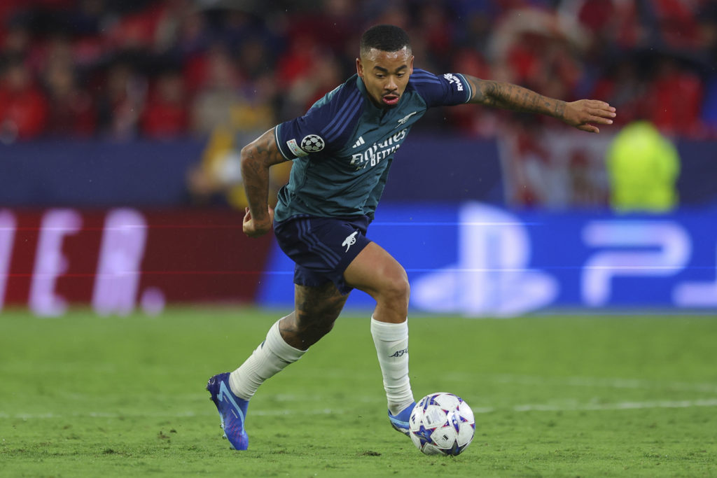 Arsenal striker Gabriel Jesus reacts against Sevilla in Champions League amid Premier League injury news for Sheffield United match