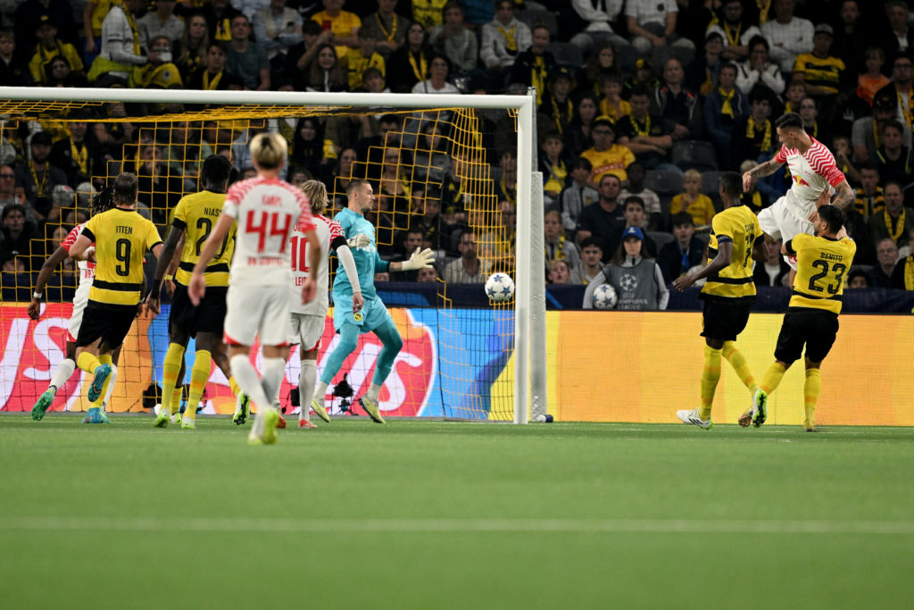 RB Leipzig striker Benjamin Sesko in Champions League action vs BSC Young Boys amid transfer interest from Arsenal