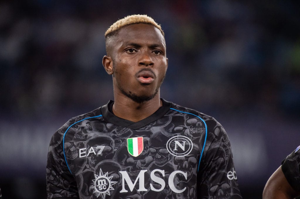 SSC Napoli striker Victor Osimhen reacts v ACF Fiorentina in Serie A amid transfer interest from Arsenal