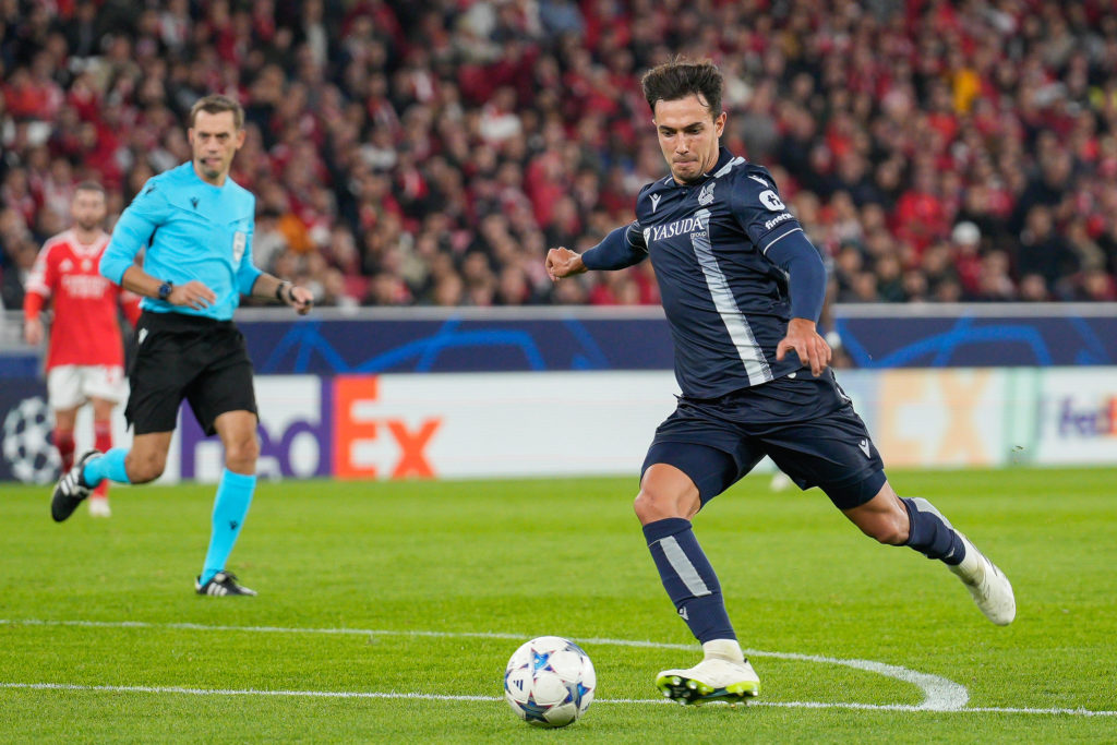 Martin Zubimendi of Real Sociedad in Champions League action amid transfer interest from Arsenal