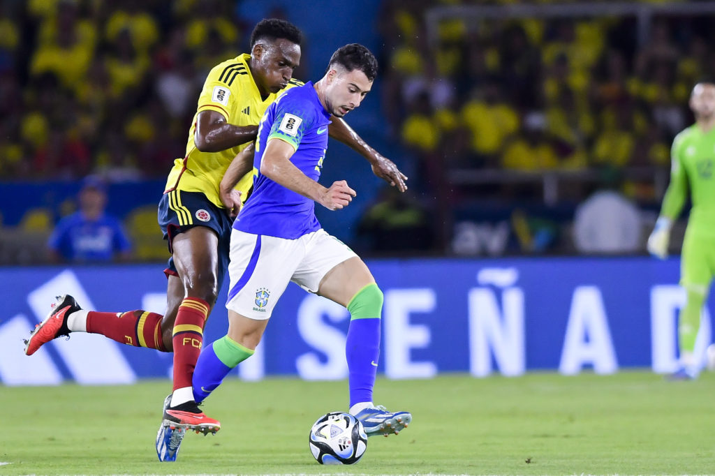 Arsenal winger Gabriel Martinelli in action for Brazil v Colombia in World Cup 2026 Qualifier