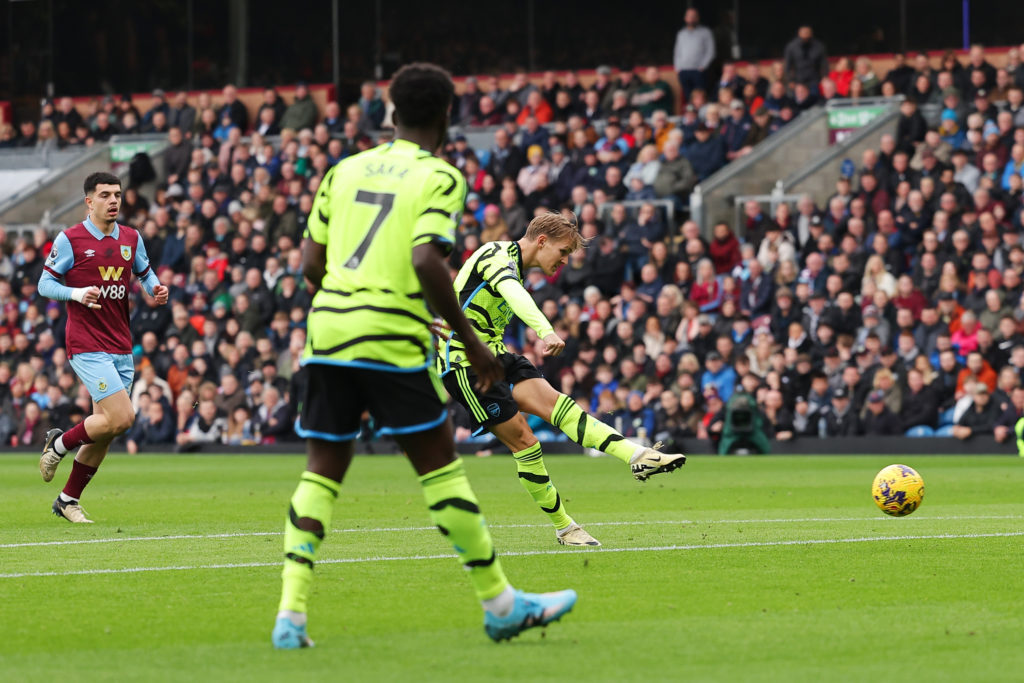Arsenal captain Martin Odegaard scores vs Burnley in Premier League