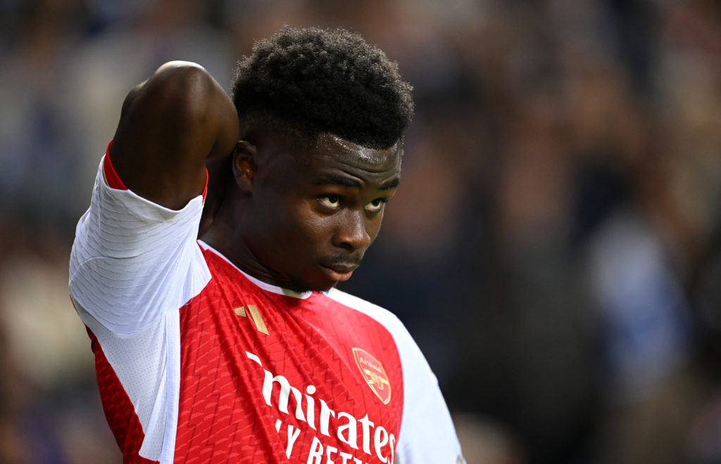 Arsenal winger Bukayo Saka vs FC Porto in Round of 16 First Leg of UEFA Champions League 2023/24