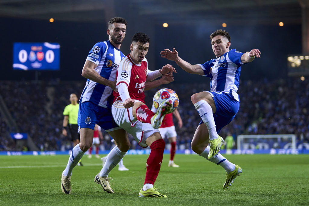 Arsenal winger Gabriel Martinelli vs FC Porto in Round of 16 First Leg of UEFA Champions League 2023/24