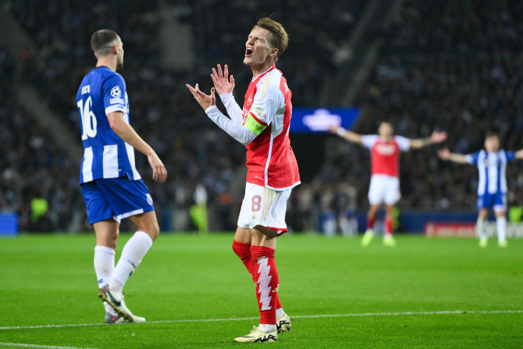 Arsenal captain Martin Odegaard reacts vs FC Porto in Champions League last 16