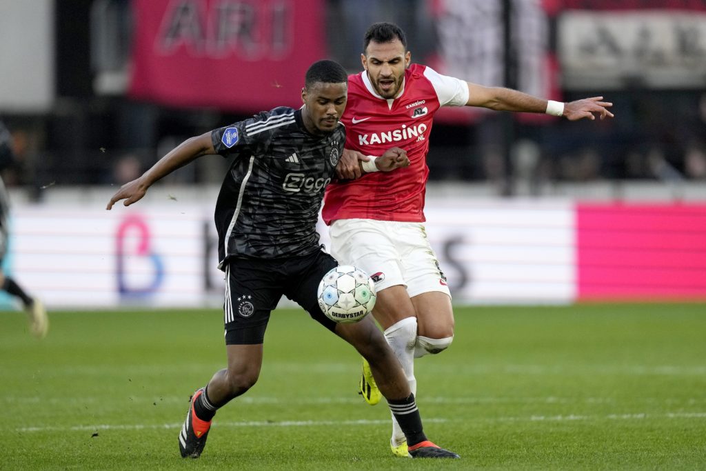 Arsenal transfer target Jorrel Hato in Eredivisie action for AFC Ajax vs AZ Alkmaar