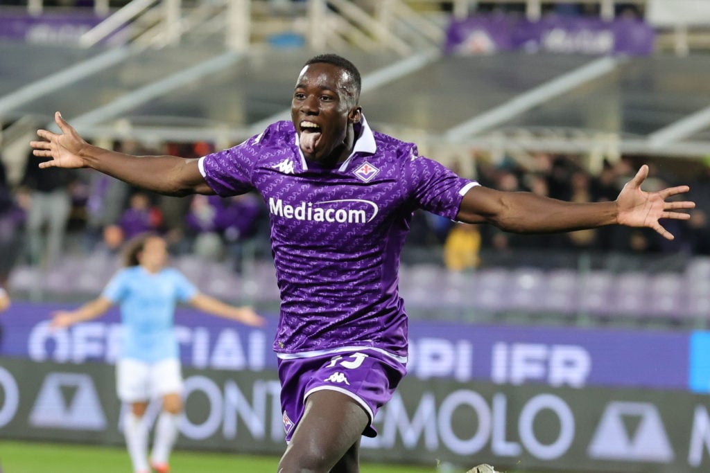 Arsenal transfer target Michael Kayode of ACF Fiorentina in action vs SS Lazio in Serie A