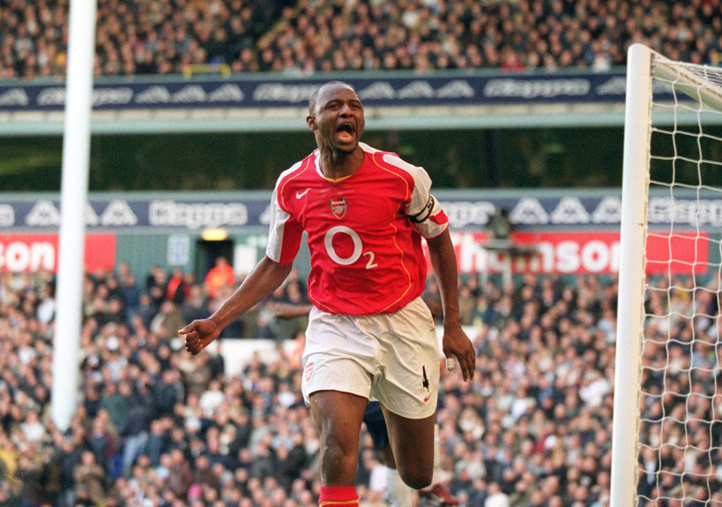 Patrick Vieira celebrates after an Arsenal goal