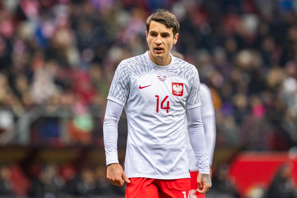Arsenal defender Jakub Kiwior representing Poland vs Latvia in friendly