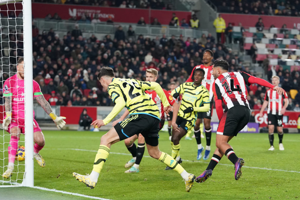 Arsenal midfielder Kai Havertz scores winning goal vs Brentford in Premier League