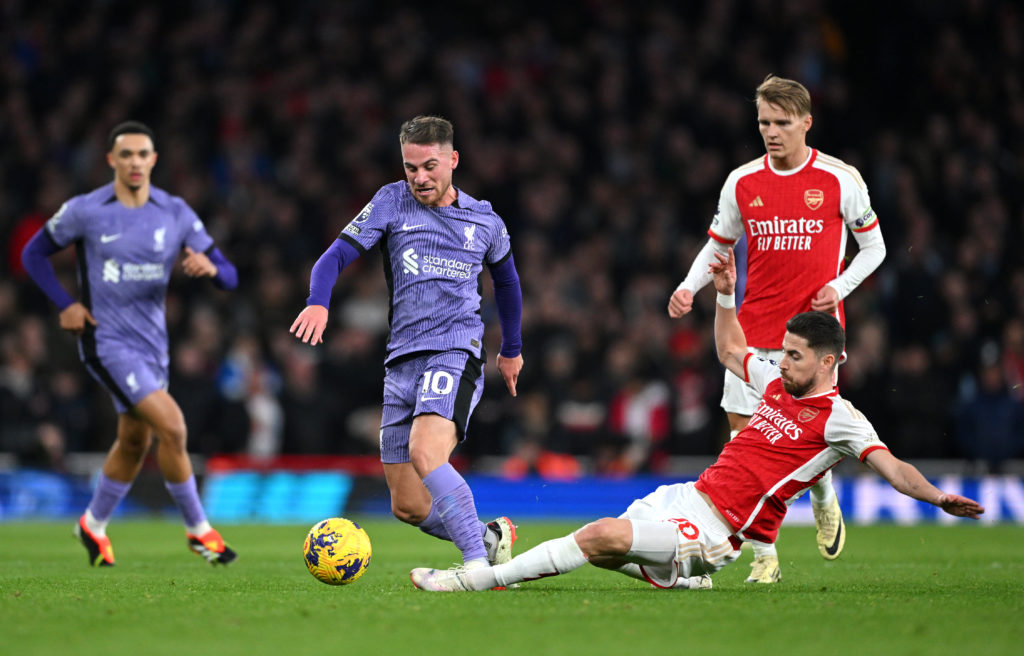 Arsenal midfielder Jorginho in Premier League vs Liverpool