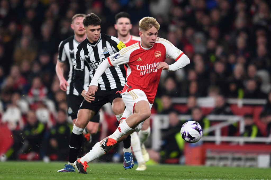 Arsenal midfielder Emile Smith Rowe in action vs Newcastle United amid Premier League transfer interest
