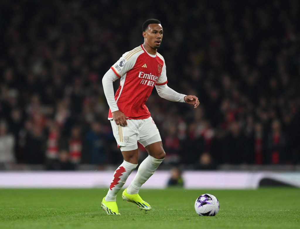 Arsenal defender Gabriel Magalhaes in action vs Newcastle United