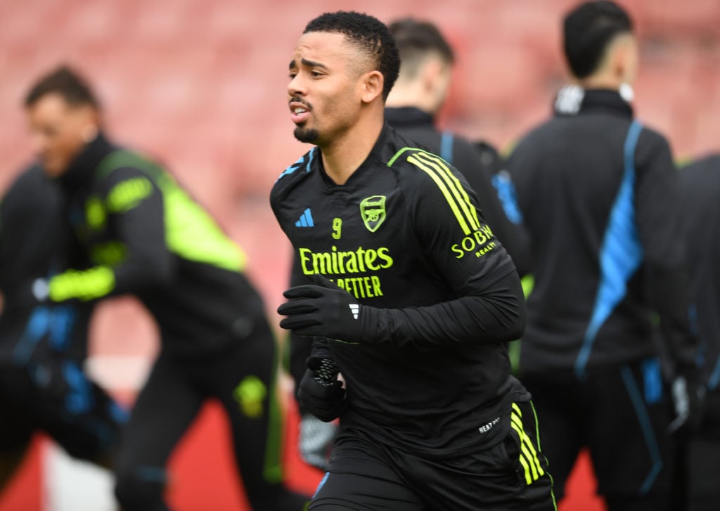 Arsenal striker Gabriel Jesus in training after injury before Sheffield United game