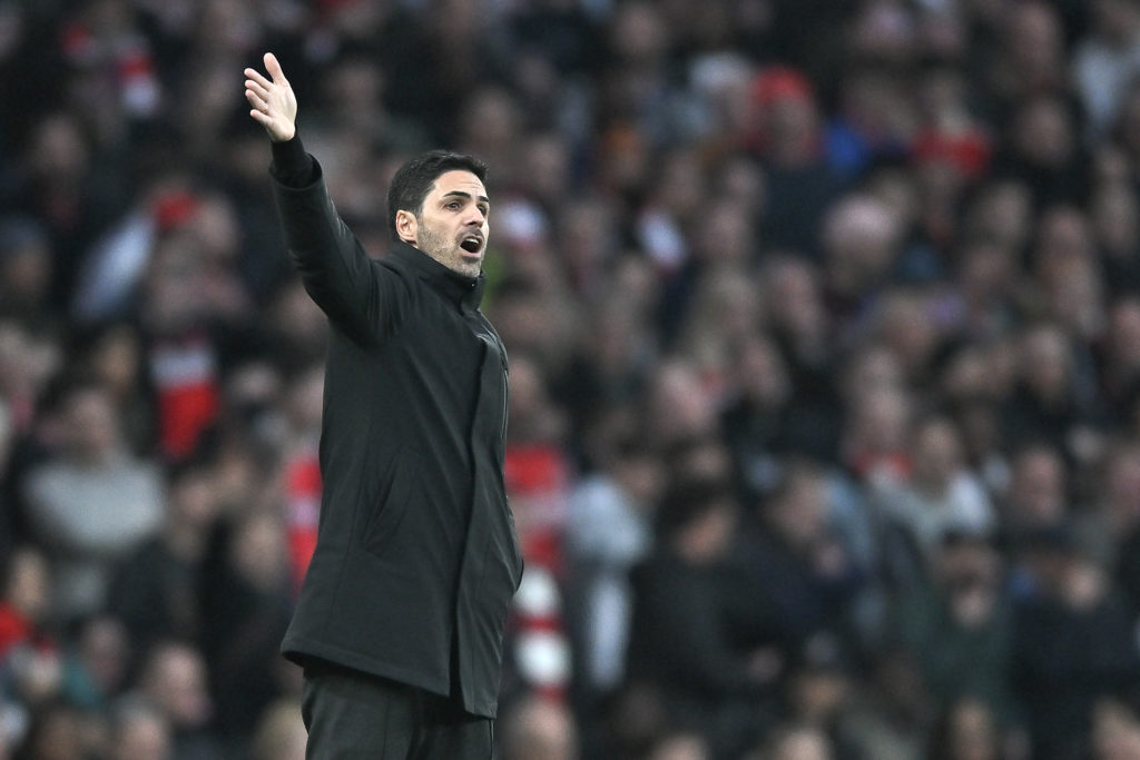 Arsenal manager Mikel Arteta reacts v Brentford FC in Premier League