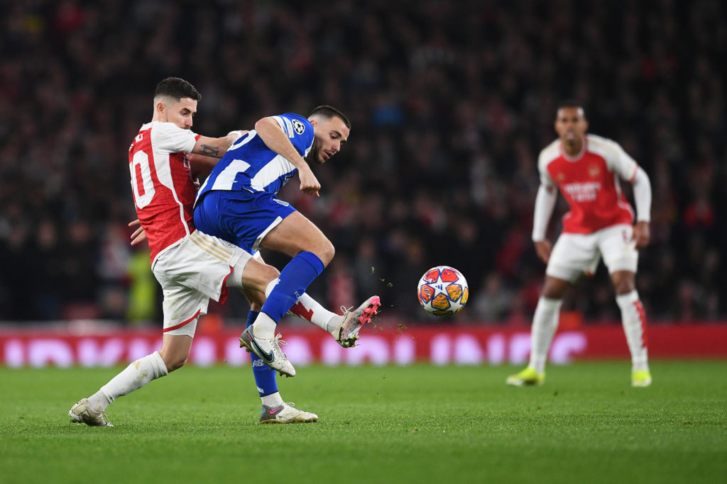 Arsenal midfielder Jorginho in Round of 16 Second Leg, UEFA Champions League 2023/24 action v FC Porto