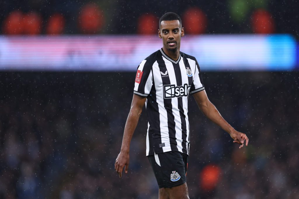 Arsenal and Tottenham Hotspur transfer target Alexander Isak of Newcastle United in Emirates FA Cup Quarter Final action vs Manchester City