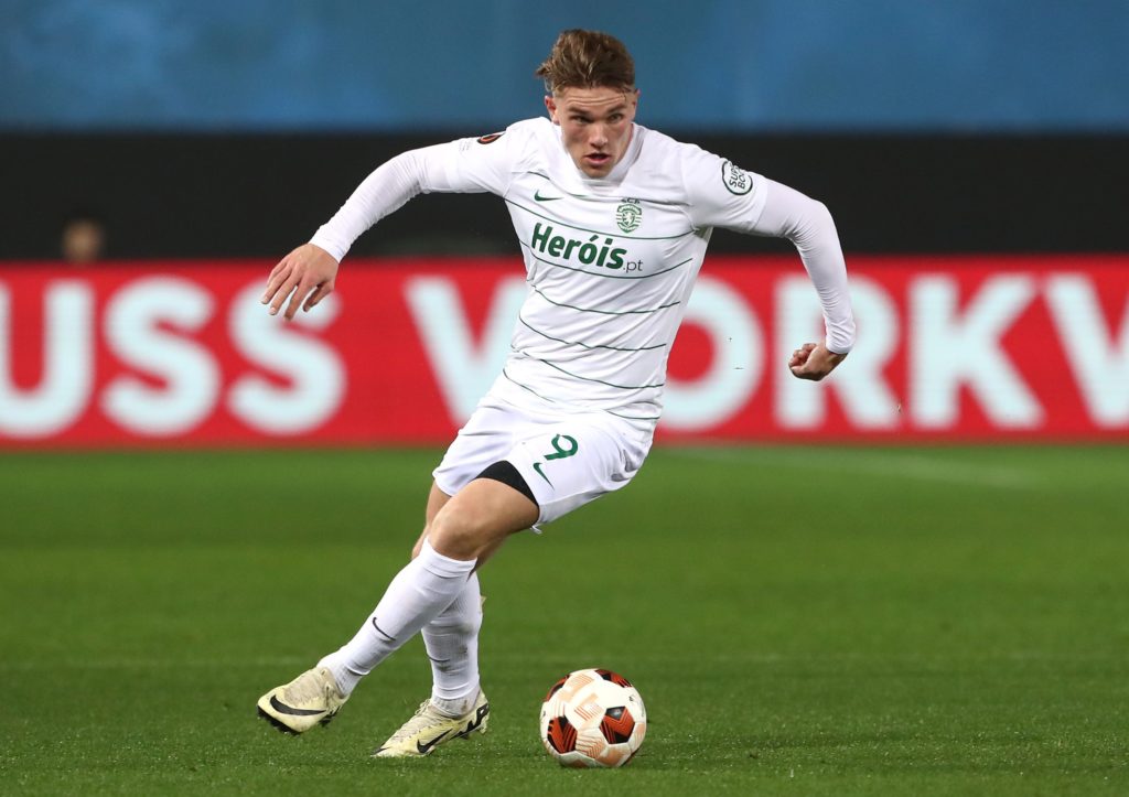 Sporting CP striker Viktor Gyokeres v Atalanta in Round of 16 First Leg of UEFA Europa League 2023/24