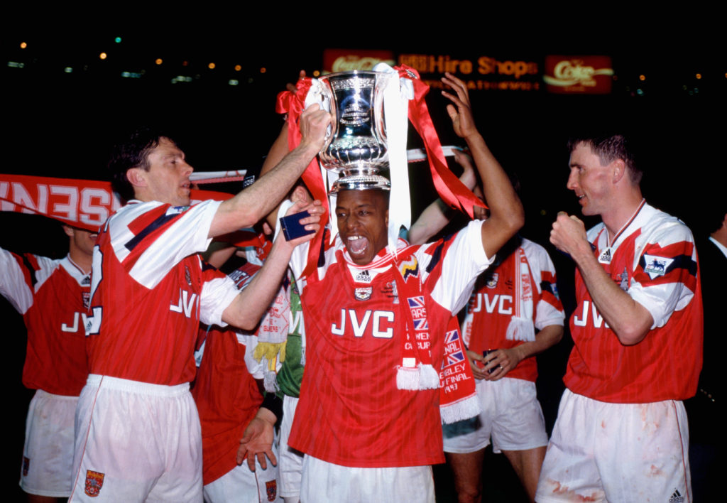 Arsenal legend Ian Wright with 1993 FA Cup v Sheffield Wednesday