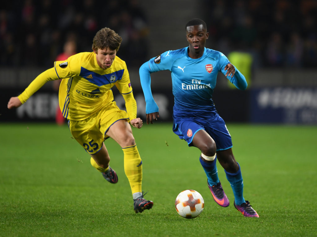 Arsenal striker Eddie Nketiah makes senior debut v Bate Borisov in Europa League