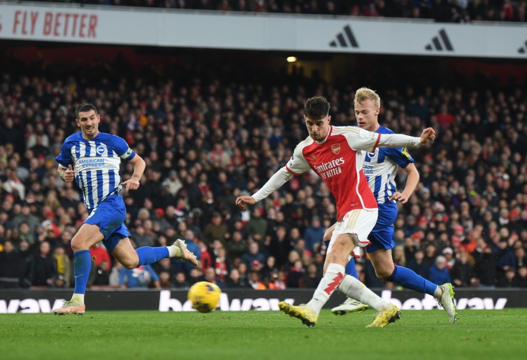 Arsenal midfielder Kai Havertz v Brighton & Hove Albion in Premier League