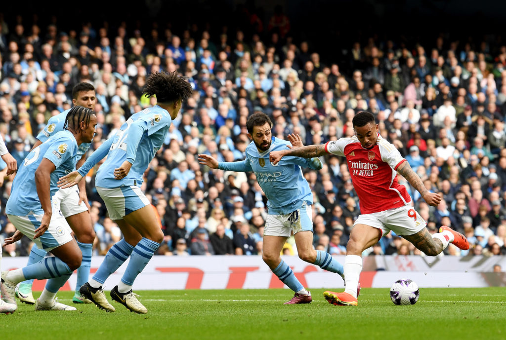 Arsenal forward Gabriel Jesus vs Manchester City in Premier League