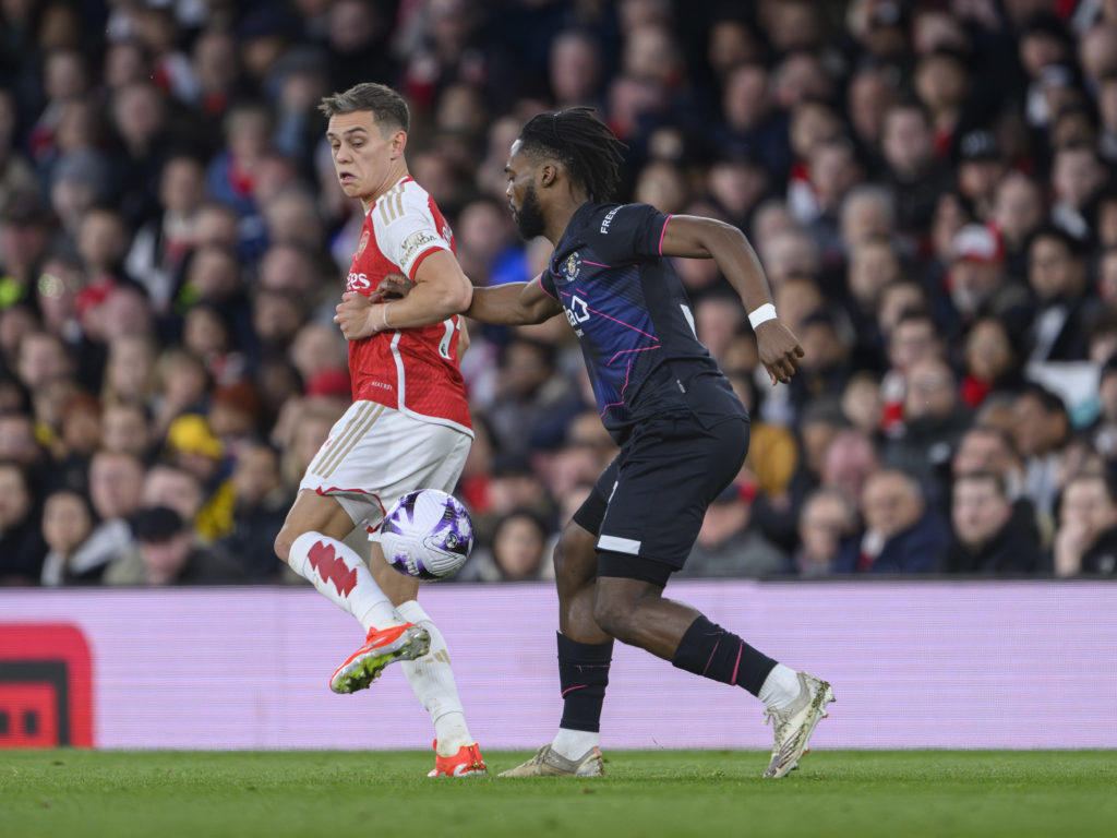Arsenal winger Leandro Trossard v Luton Town in Premier League