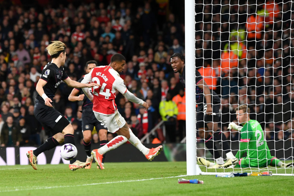 Arsenal winger Reiss Nelson v Luton Town in Premier League