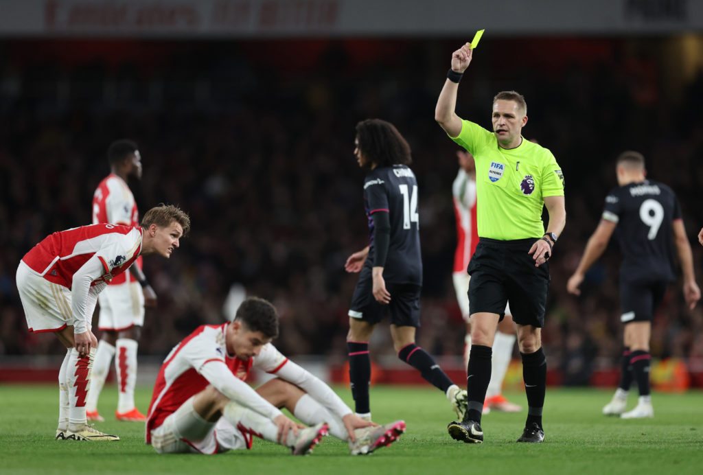 Arsenal midfielder Kai Havertz receives yellow card v Luton Town in Premier League