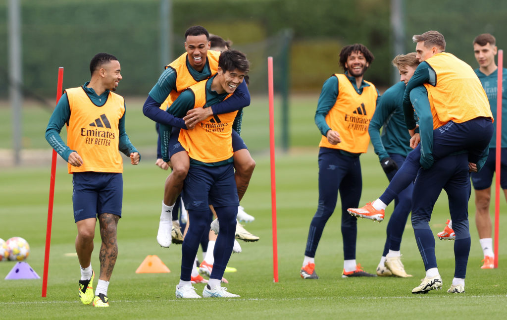 Arsenal striker Gabriel Jesus in training